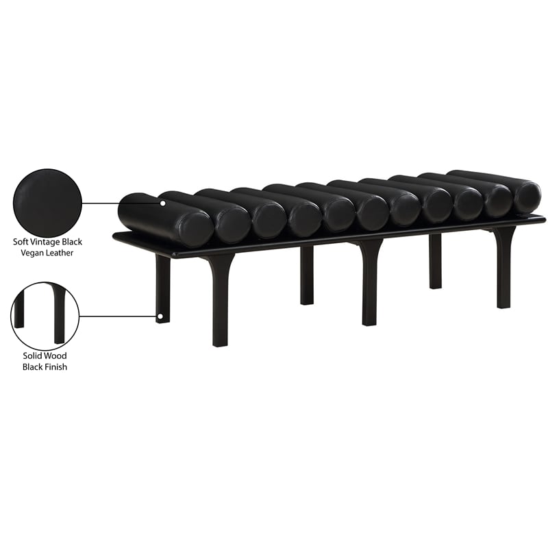 Meridian Furniture Landon Black Vegan Leather Bench