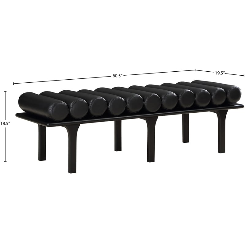Meridian Furniture Landon Black Vegan Leather Bench
