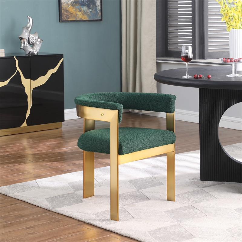 Meridian Furniture Romeo Green Boucle Fabric Dining Chair (Set of 2)