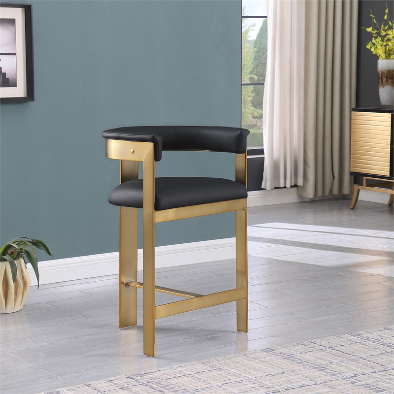 Meridian Furniture Romeo Black Vegan Leather Counter Stool (Set of 2)