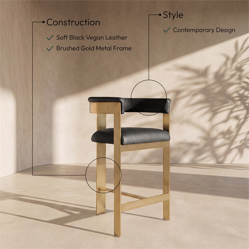 Meridian Furniture Romeo Black Vegan Leather Counter Stool (Set of 2)