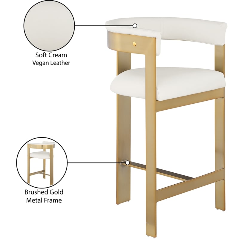 Meridian Furniture Romeo Cream Vegan Leather Counter Stool (Set of 2)