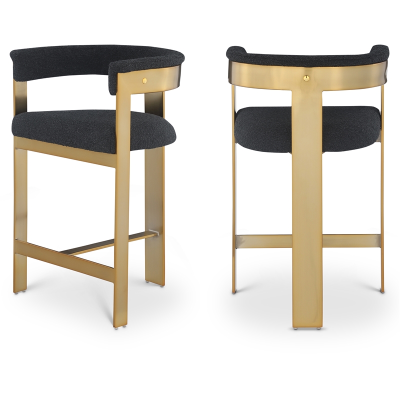 Meridian Furniture Romeo Black Boucle Fabric Counter Stool (Set of 2)