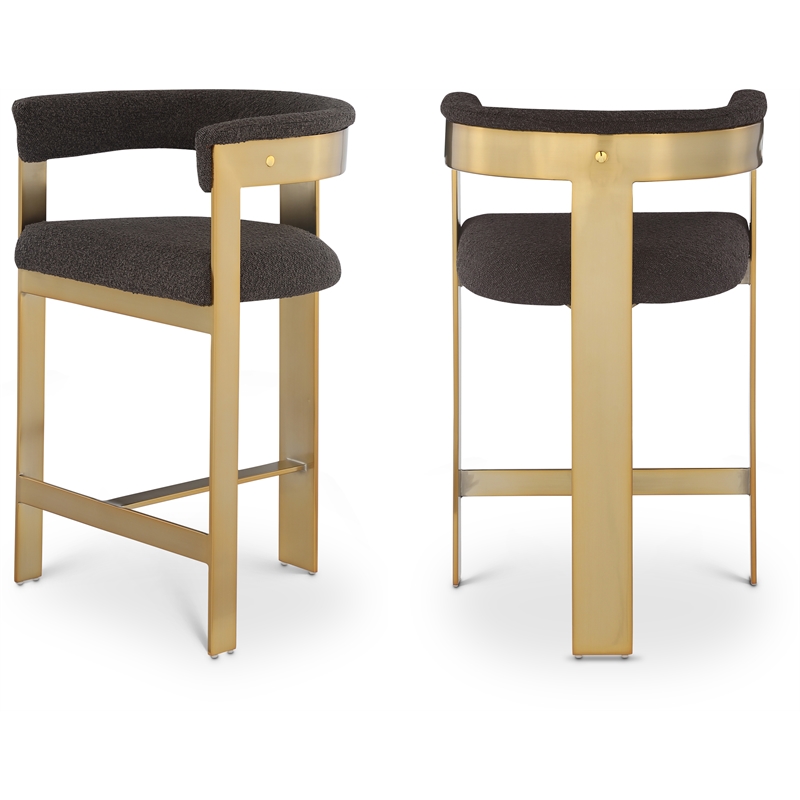 Meridian Furniture Romeo Brown Boucle Fabric Counter Stool (Set of 2)
