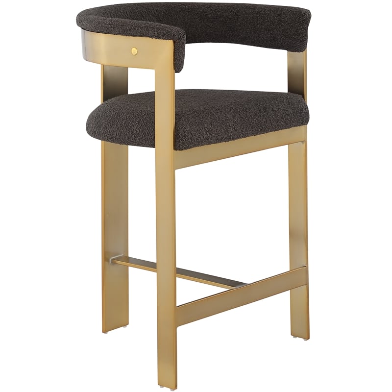 Meridian Furniture Romeo Brown Boucle Fabric Counter Stool (Set of 2)