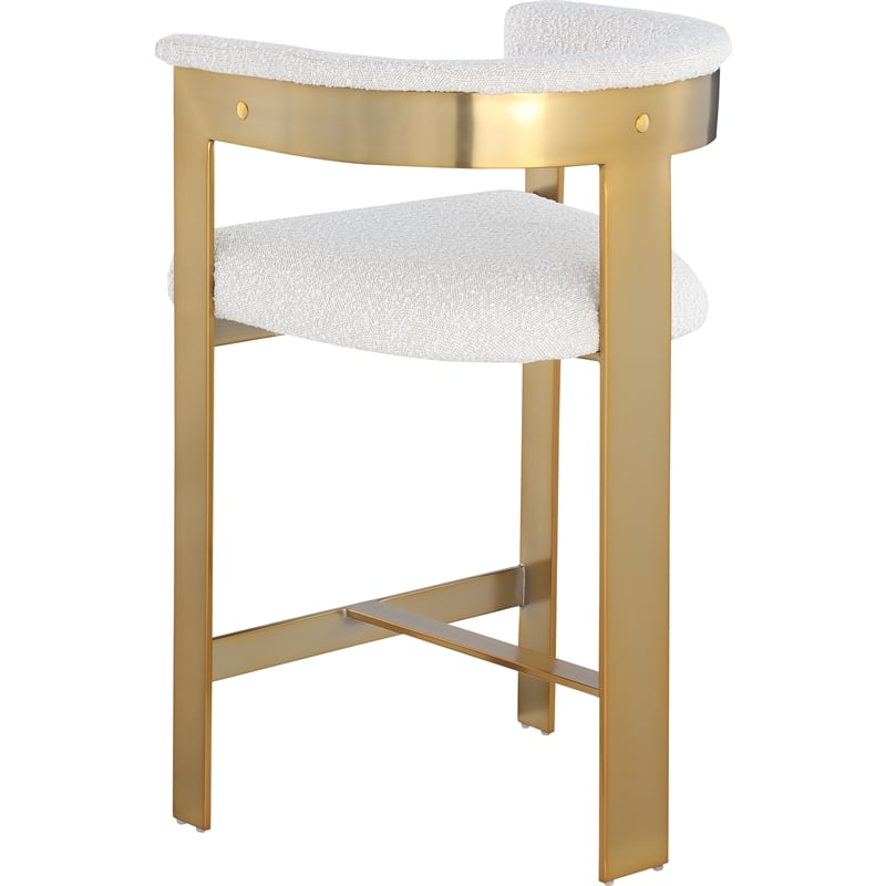 Meridian Furniture Romeo Cream Boucle Fabric Counter Stool (Set of 2)