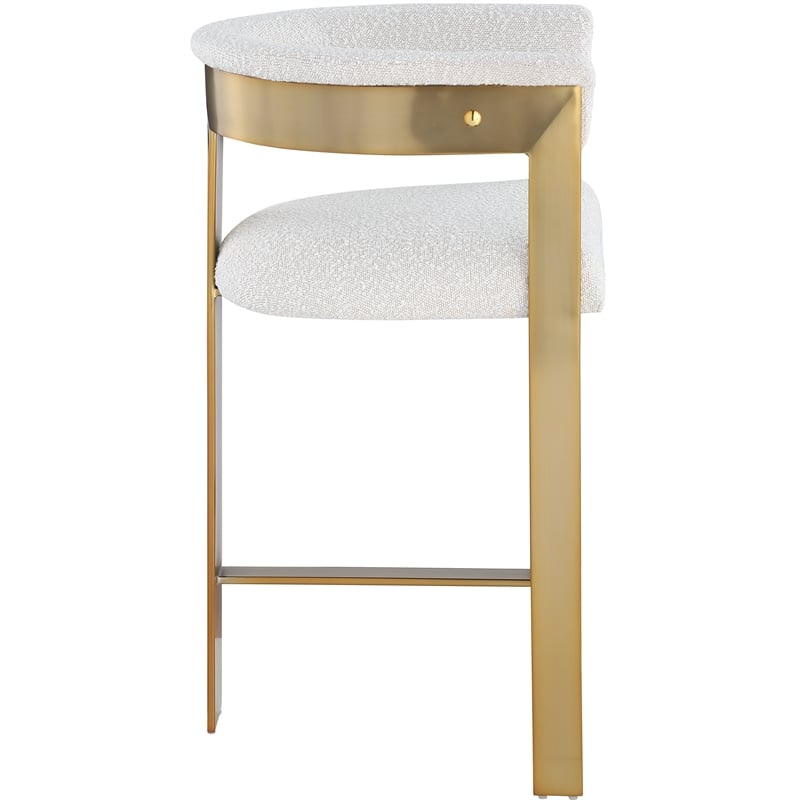 Meridian Furniture Romeo Cream Boucle Fabric Counter Stool (Set of 2)