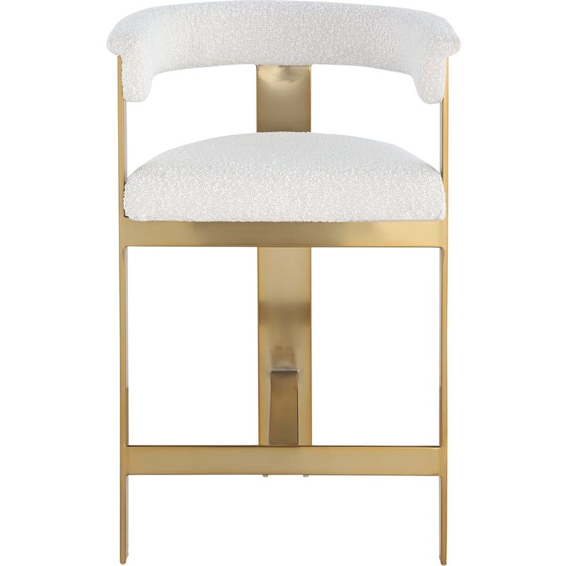 Meridian Furniture Romeo Cream Boucle Fabric Counter Stool (Set of 2)