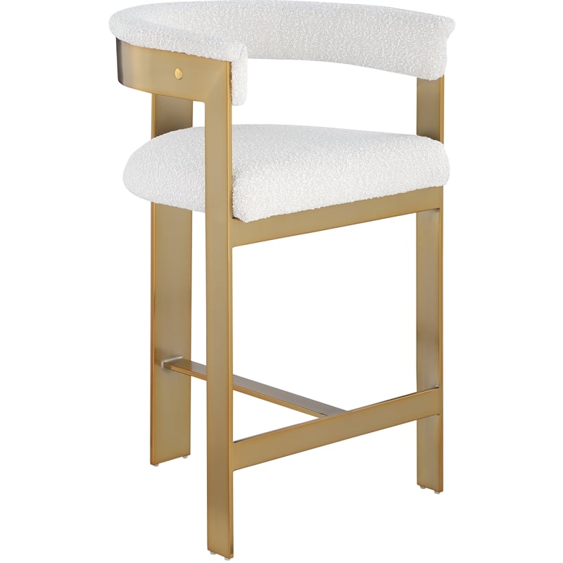 Meridian Furniture Romeo Cream Boucle Fabric Counter Stool (Set of 2)