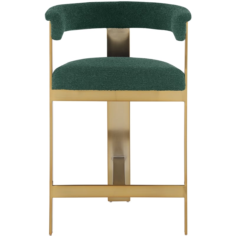Meridian Furniture Romeo Green Boucle Fabric Counter Stool (Set of 2)