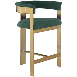 Meridian Furniture Romeo Green Boucle Fabric Counter Stool (Set of 2)