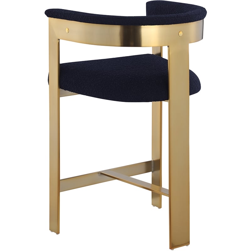 Meridian Furniture Romeo Navy Boucle Fabric Counter Stool (Set of 2)