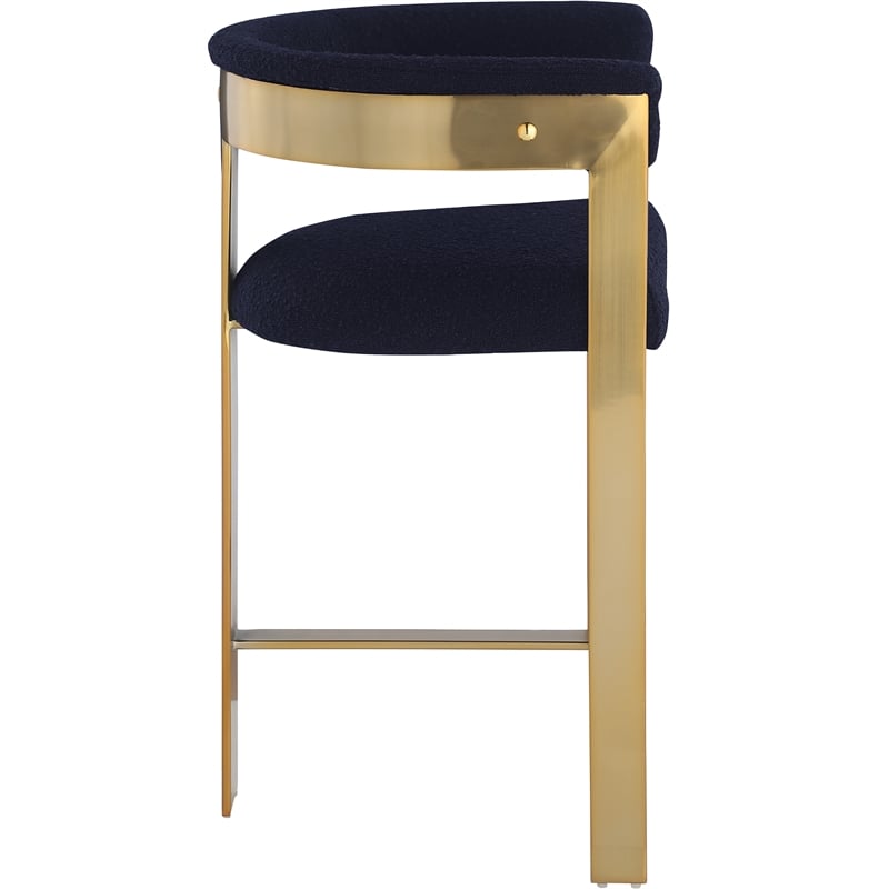 Meridian Furniture Romeo Navy Boucle Fabric Counter Stool (Set of 2)