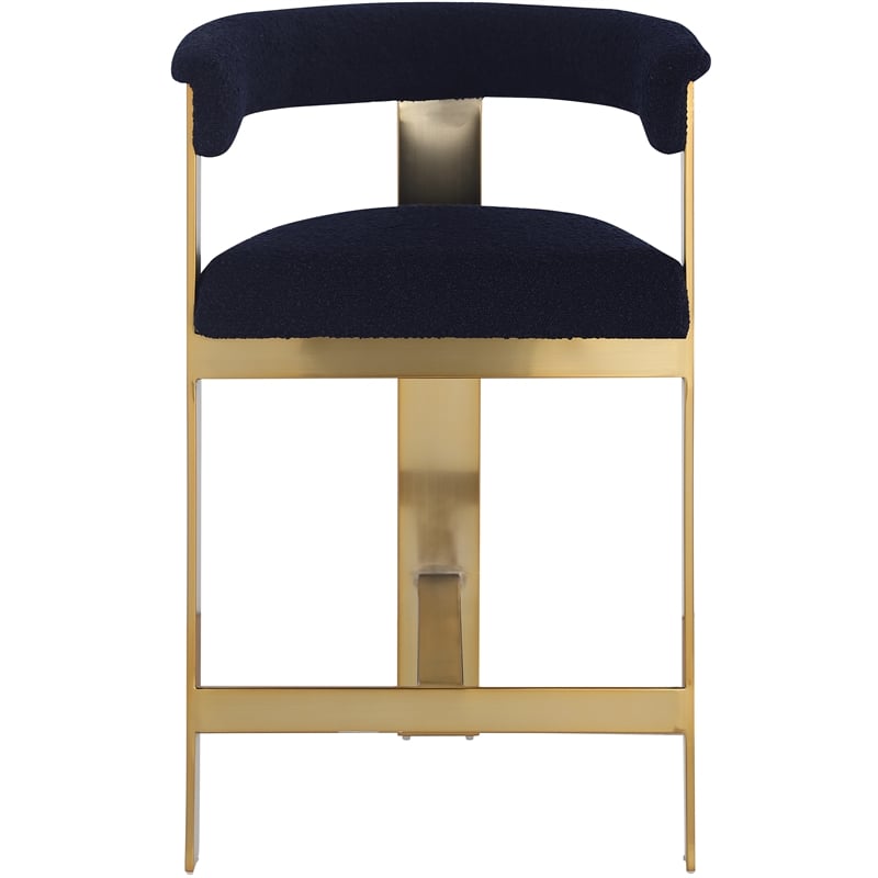 Meridian Furniture Romeo Navy Boucle Fabric Counter Stool (Set of 2)