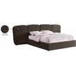 Meridian Furniture Shiloh Brown Boucle Fabric King Bed