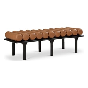 Meridian Furniture Landon Cognac Vegan Leather Bench