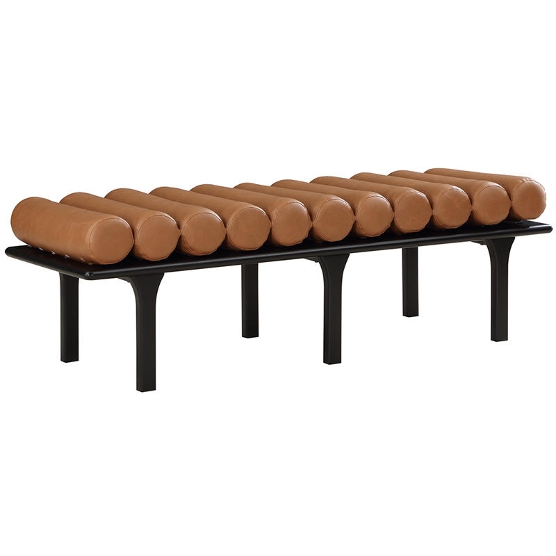 Meridian Furniture Landon Cognac Vegan Leather Bench
