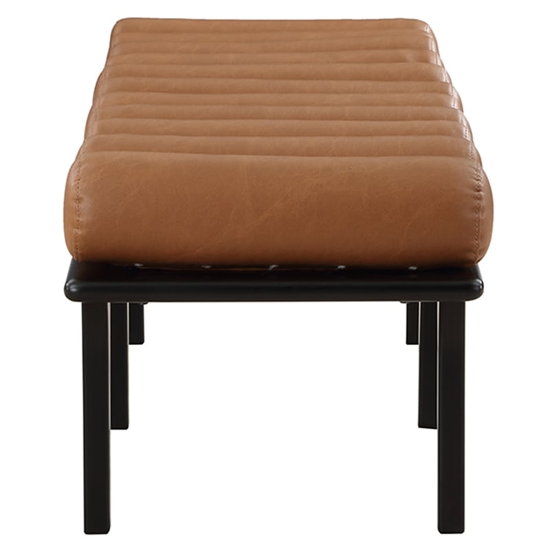Meridian Furniture Landon Cognac Vegan Leather Bench