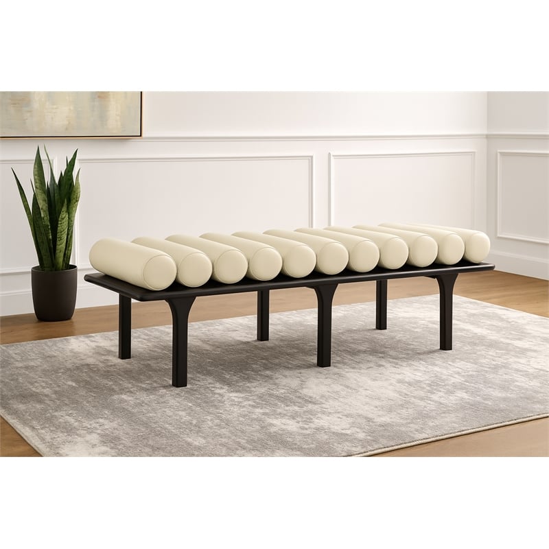 Meridian Furniture Landon Cream Vegan Leather Bench