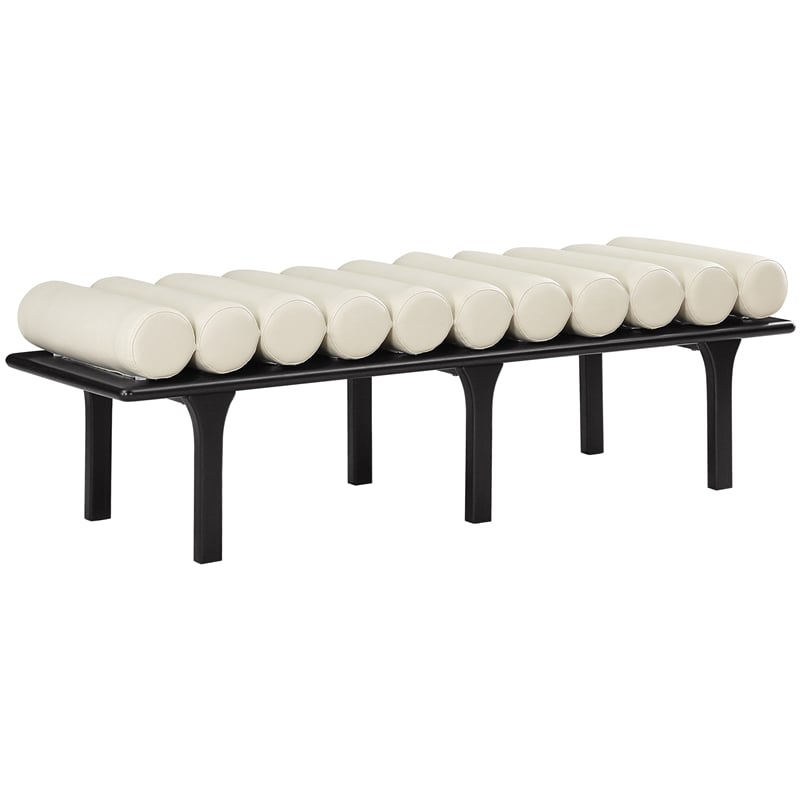 Meridian Furniture Landon Cream Vegan Leather Bench