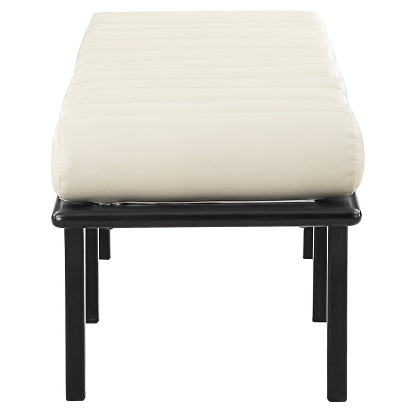 Meridian Furniture Landon Cream Vegan Leather Bench