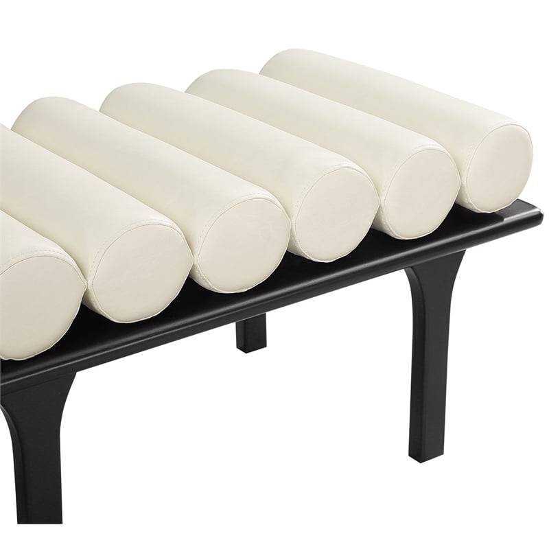 Meridian Furniture Landon Cream Vegan Leather Bench