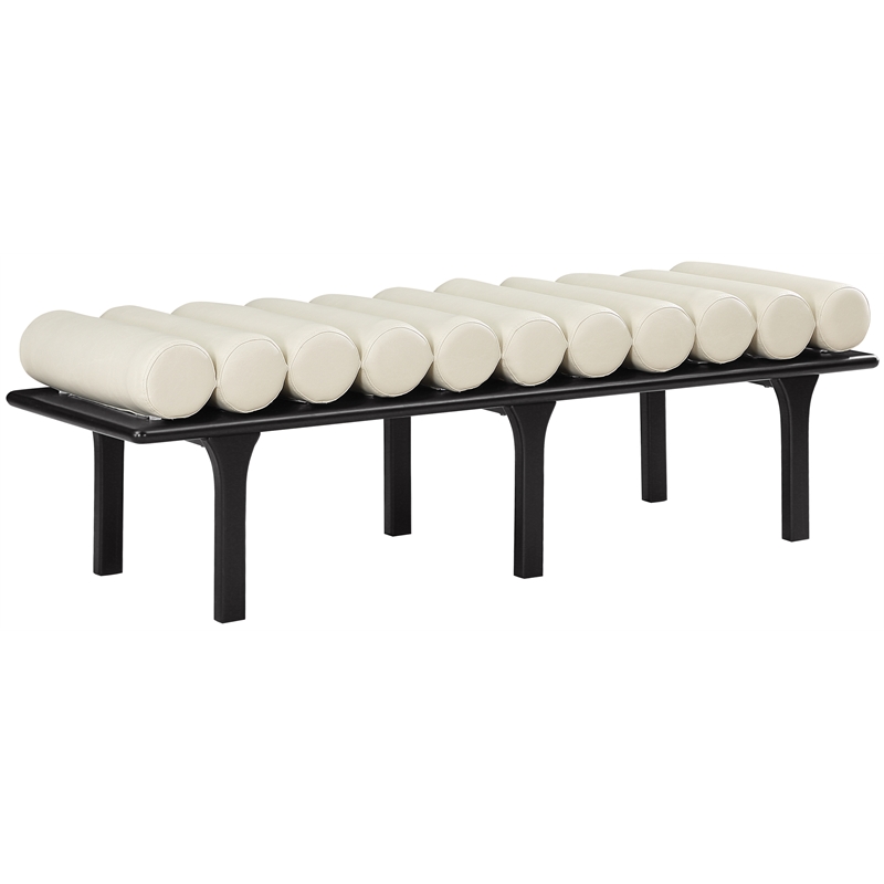 Meridian Furniture Landon Cream Vegan Leather Bench