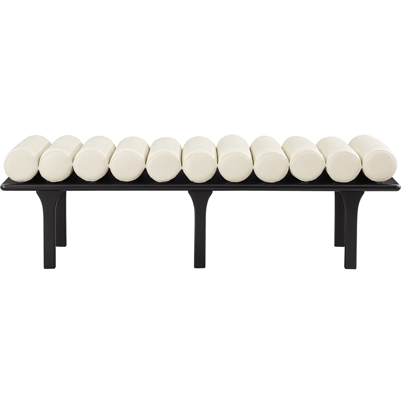 Meridian Furniture Landon Cream Vegan Leather Bench