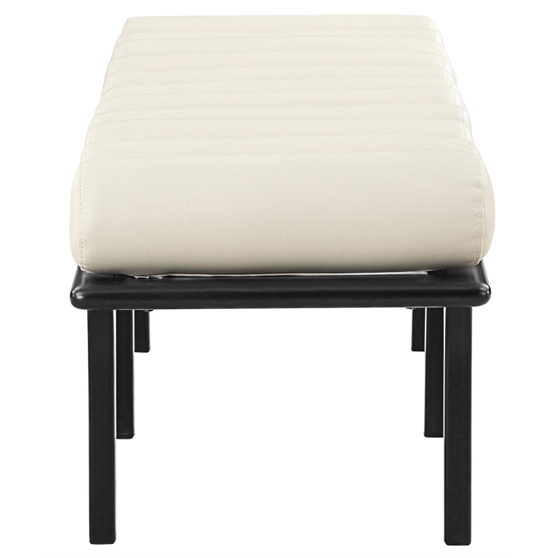 Meridian Furniture Landon Cream Vegan Leather Bench