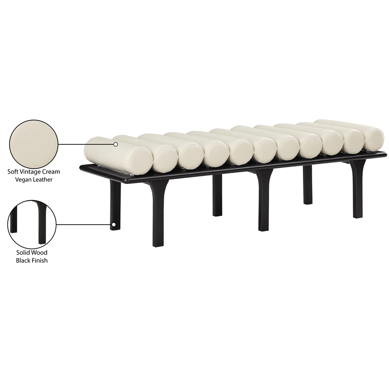 Meridian Furniture Landon Cream Vegan Leather Bench