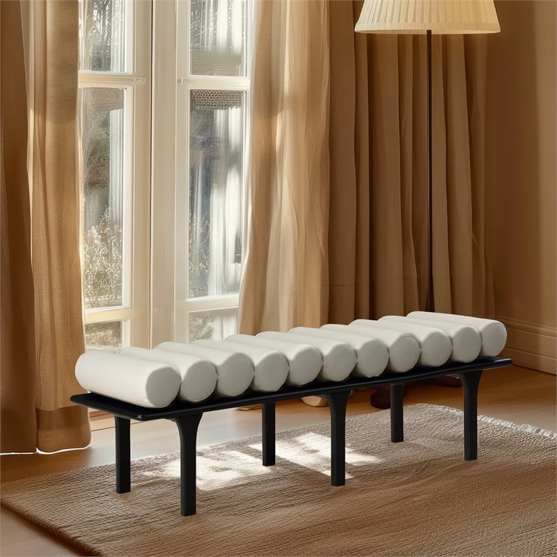 Meridian Furniture Landon Cream Vegan Leather Bench