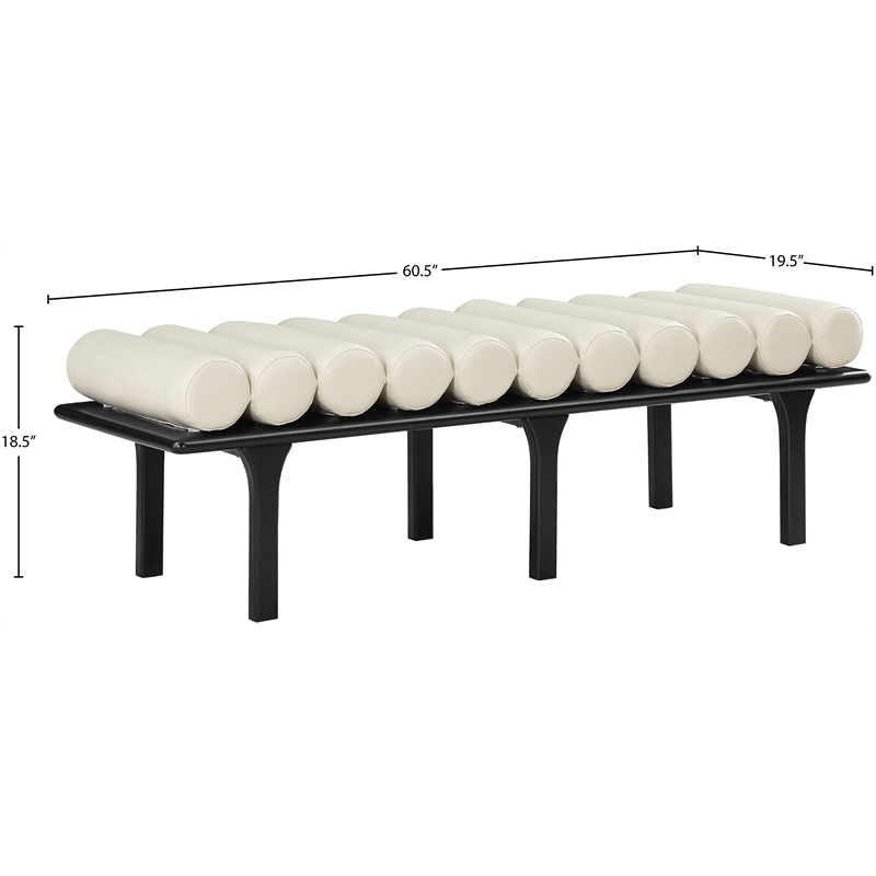Meridian Furniture Landon Cream Vegan Leather Bench