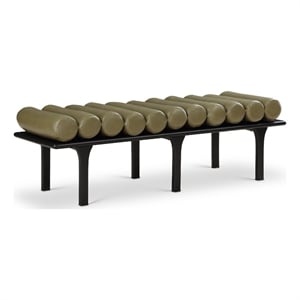 Meridian Furniture Landon Olive Green Vegan Leather Bench