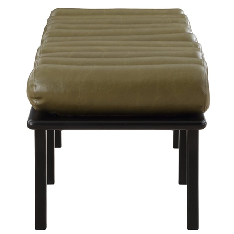 Meridian Furniture Landon Olive Green Vegan Leather Bench