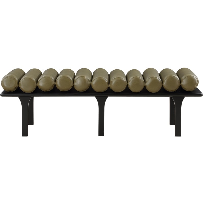 Meridian Furniture Landon Olive Green Vegan Leather Bench
