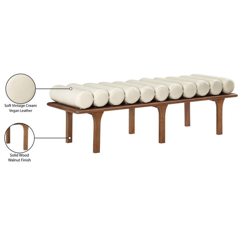 Meridian Furniture Landon Cream Vegan Leather Bench