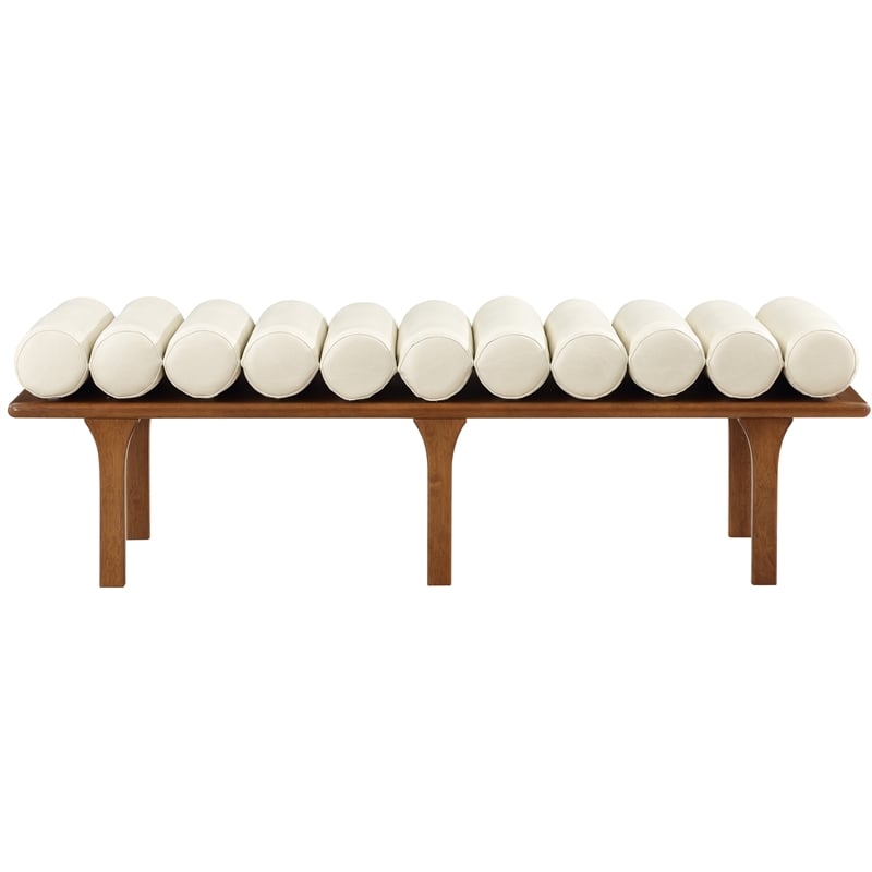 Meridian Furniture Landon Cream Vegan Leather Bench