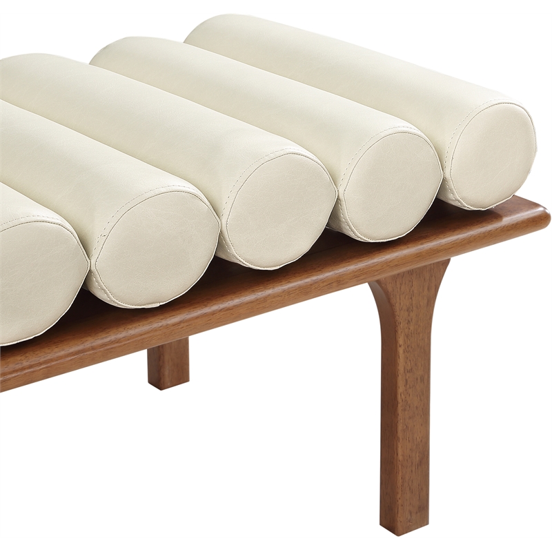 Meridian Furniture Landon Cream Vegan Leather Bench