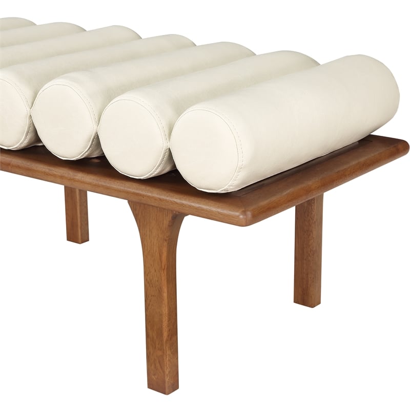Meridian Furniture Landon Cream Vegan Leather Bench