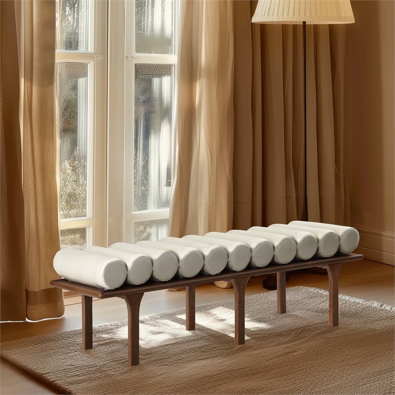 Meridian Furniture Landon Cream Vegan Leather Bench