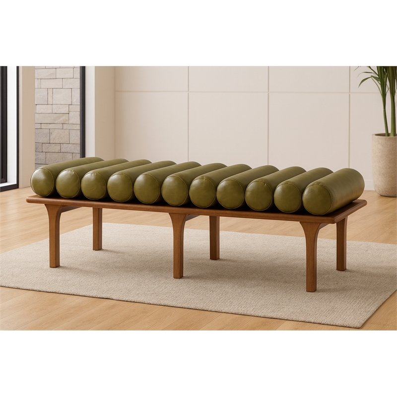 Meridian Furniture Landon Olive Green Vegan Leather Bench