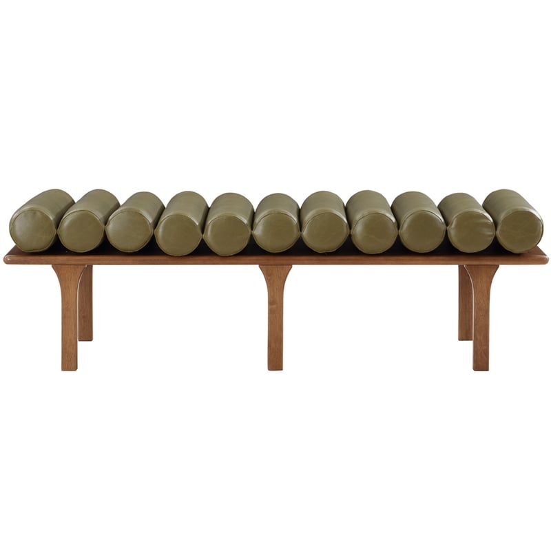Meridian Furniture Landon Olive Green Vegan Leather Bench