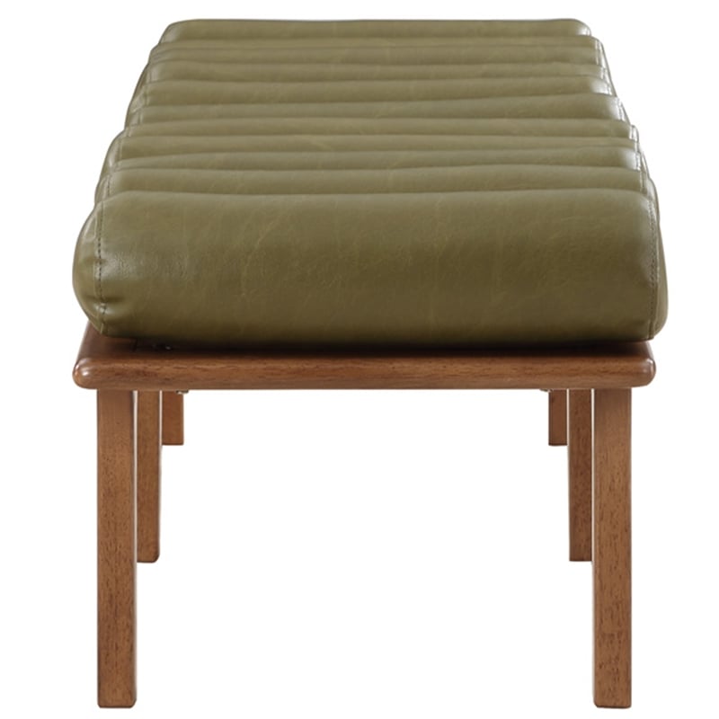 Meridian Furniture Landon Olive Green Vegan Leather Bench