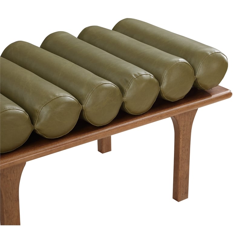 Meridian Furniture Landon Olive Green Vegan Leather Bench