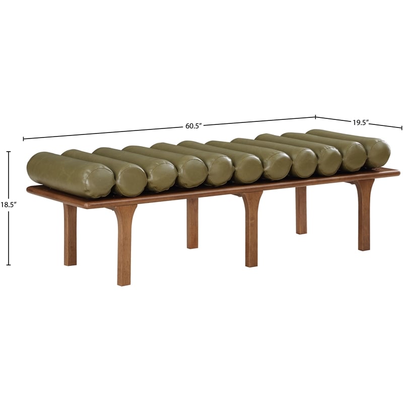 Meridian Furniture Landon Olive Green Vegan Leather Bench