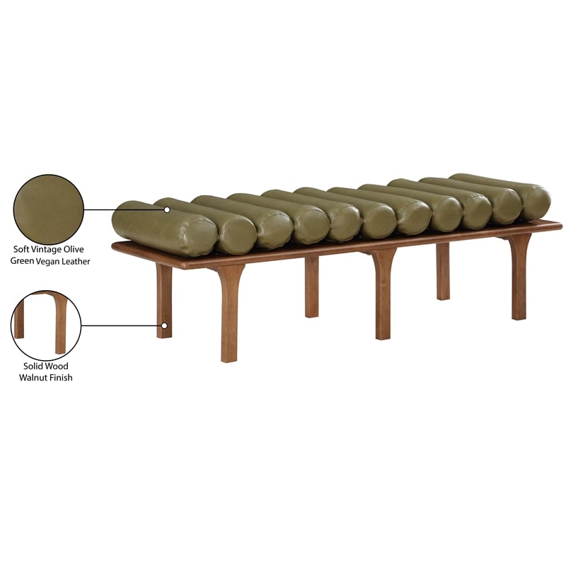 Meridian Furniture Landon Olive Green Vegan Leather Bench
