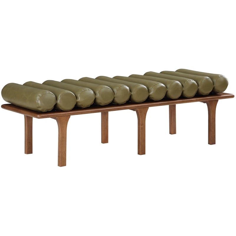 Meridian Furniture Landon Olive Green Vegan Leather Bench