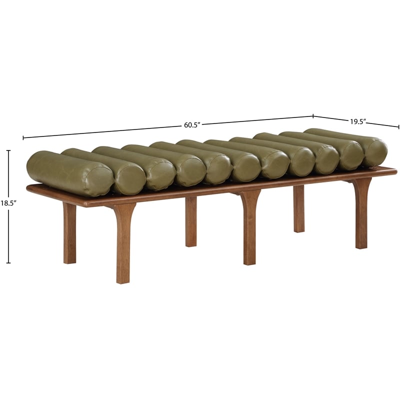Meridian Furniture Landon Olive Green Vegan Leather Bench