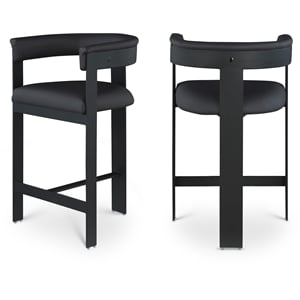Meridian Furniture Romeo Black Vegan Leather Counter Stool (Set of 2)