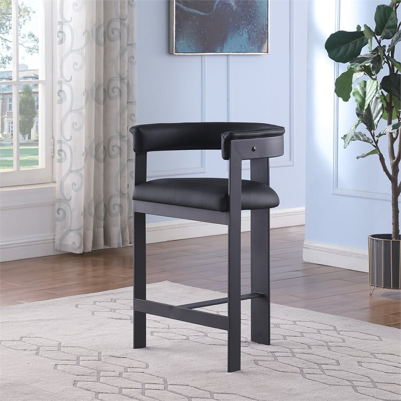Meridian Furniture Romeo Black Vegan Leather Counter Stool (Set of 2)